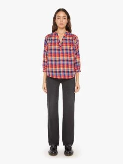 The Push Over Top - Rad Plaid -Mother Denim 2173 1446 RPD VW D FullBodyFront 3362