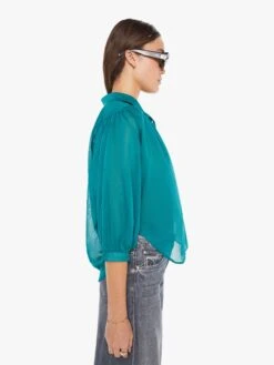 The Breeze Top - Teal Green -Mother Denim 2492 1256 TGE VW B WaistUpSide 3600