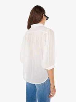 The Breeze Top - Bright White -Mother Denim 2492 1256 WBW VW C WaistUpBack 3235