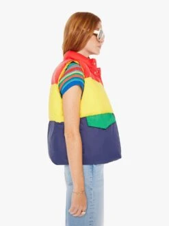 The Pillow Talk Tri Color Vest - Building Blocks -Mother Denim 3262 1456 BGB VW B WaistUpSide 3146