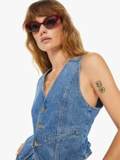 Clare V. X MOTHER The Belle Vest - Playing In Paris -Mother Denim 3292 259 PAR VW E Detail 7060