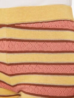 High Waisted Blissful Bootie Short - Mustard Brown Stripe -Mother Denim 4522 1500 MUB VW F Detail 3780