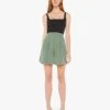 The Pleated Chute Prep Short - Hedge Green -Mother Denim 4702 1292 HDG VW A FullBodyFront 4136