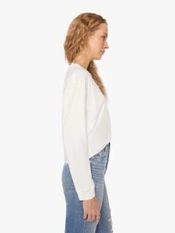 The L/S Slouchy Cut Off - Bright White -Mother Denim 8125 1079 WBW 00232