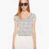 The Itty Bitty Scoop - Black And White Stripe -Mother Denim 81251 1441 BWS VW A WaistUpFront 4059
