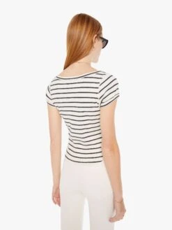The Itty Bitty Scoop - Black And White Stripe -Mother Denim 81251 1441 BWS VW C WaistUpBack 4017
