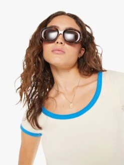 The Itty Bitty Scoop - Antique White And Blue Aster -Mother Denim 81251 R865 AWB VW E Detail 4766