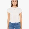 The Tucked Away Tee - Bright White 2 The Tucked Away Tee - Bright White -Mother Denim 81281 1079 WBW VW A WaistUpFront 3483