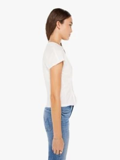 The Tucked Away Tee - Bright White -Mother Denim 81281 1079 WBW VW B WaistUpSide 3485