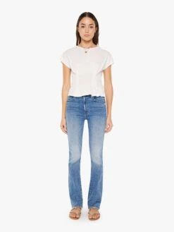 The Tucked Away Tee - Bright White -Mother Denim 81281 1079 WBW VW D FullBodyFront 3487