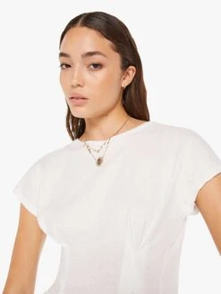 The Tucked Away Tee - Bright White -Mother Denim 81281 1079 WBW VW E Detail 3484