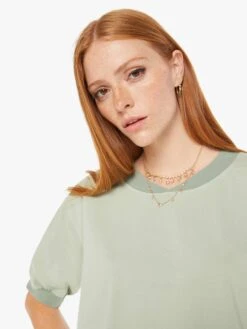 The Puff Up Tee - Foam Green -Mother Denim 81291 865 FMG VW E Detail 3975