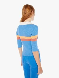 The Long Sleeve Playing Field Concert - Moto Blue -Mother Denim 81536 1480 MBU VW C WaistUpBack 3438