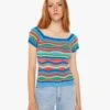 The Squared Top - Multi Blue Stripe 1 The Squared Top - Multi Blue Stripe -Mother Denim 81646 1495 BBS VW A WaistUpFront 3423