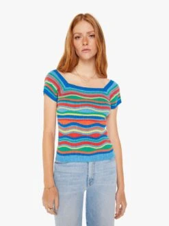 The Squared Top - Multi Blue Stripe 9 The Squared Top - Multi Blue Stripe -Mother Denim 81646 1495 BBS VW A WaistUpFront 3423 749bf135 92ea 4287 92a1 641d6a3a3e5e