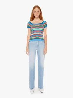The Squared Top - Multi Blue Stripe 12 The Squared Top - Multi Blue Stripe -Mother Denim 81646 1495 BBS VW D FullBodyFront 3427