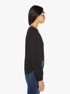 The Long Sleeve Rowdy - Black -Mother Denim 8245 1079 BLK VW B WaistUpSide 2772