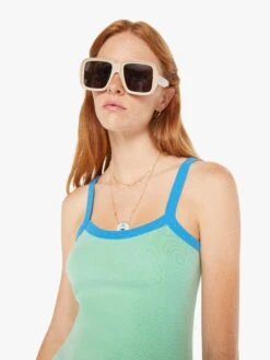 The Open Arms Tank - Neptune Green And Blue Aster -Mother Denim 8273 R865 NEP VW E Detail 4723