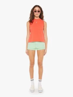 The Mock 10 Tee - Hot Coral -Mother Denim 8283 944 HCL VW D FullBodyFront 4498 36f9c248 e3ec 4e91 a270 a661474cd60e