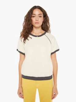 The Short Sleeve Concert - Antique White And Faded Black 10 The Short Sleeve Concert - Antique White And Faded Black -Mother Denim 89282 760 AQF VW A WaistUpFront 4484 e802d78d c3b7 4c8e 86c6 e76c9c0f4b74