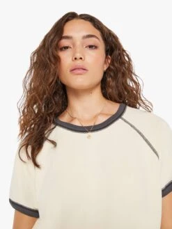 The Short Sleeve Concert - Antique White And Faded Black 13 The Short Sleeve Concert - Antique White And Faded Black -Mother Denim 89282 760 AQF VW E Detail 4742