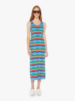 The Like A Glove Column Dress - Multi Blue Stripe