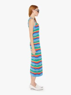 The Like A Glove Column Dress - Multi Blue Stripe -Mother Denim 90003 1495 BBS VW B FullBodySide 3453