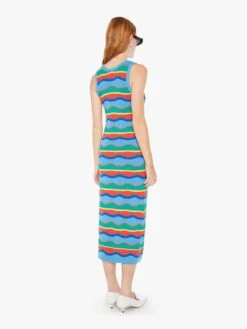 The Like A Glove Column Dress - Multi Blue Stripe -Mother Denim 90003 1495 BBS VW C FullBodyBack 3416