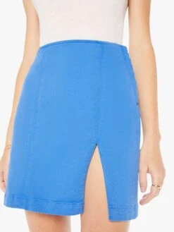 The Side Splitter Mini Skirt - Princess Blue -Mother Denim 90271 753 PCB VW E Swatch 3340